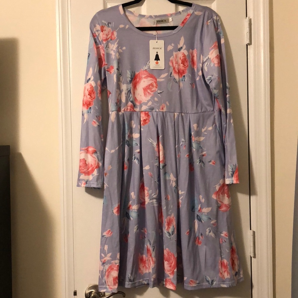 NEW Zesica Long Sleeve Lilac Floral Dress Size L